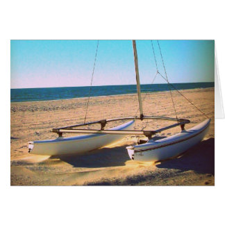 Lone Sail Boat on the Beach Cards