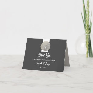 Lone Sand Dollar - Charcoal Gray - Beach Wedding Letterpress Thank You Card