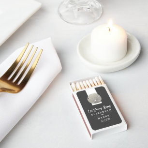 Lone Sand Dollar - Charcoal Gray - Beach Wedding Matchboxes