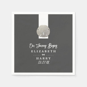 Lone Sand Dollar - Charcoal Gray - Beach Wedding Napkins