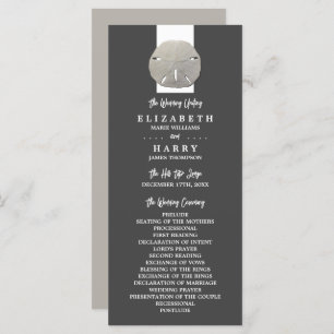 Lone Sand Dollar - Charcoal Gray - Beach Wedding Program