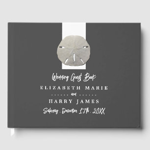 Lone Sand Dollar - Charcoal Gray - Wedding Guest Book