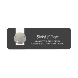Lone Sand Dollar - Charcoal Grey - Beach Wedding Label