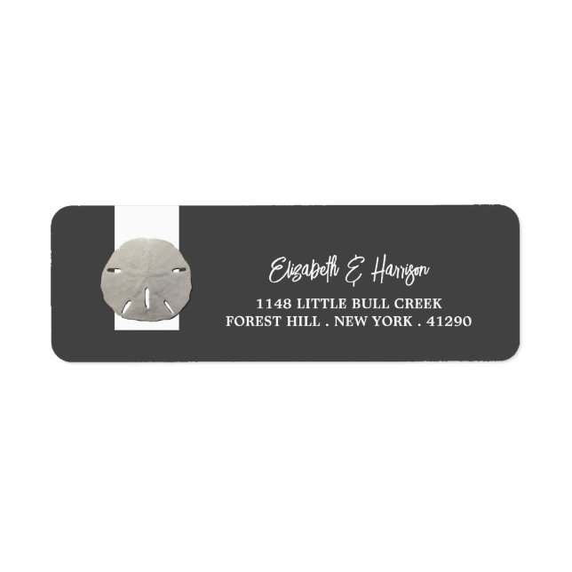 Lone Sand Dollar - Charcoal Grey - Beach Wedding Label (Front)