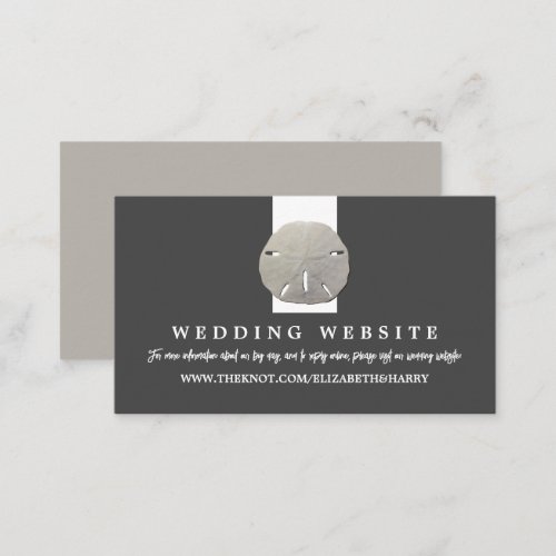 Lone Sand Dollar _ Charcoal Grey _ Wedding Website Enclosure Card