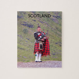 Lone Scottish bagpiper, Highlands, Scotland Jigsaw Puzzle