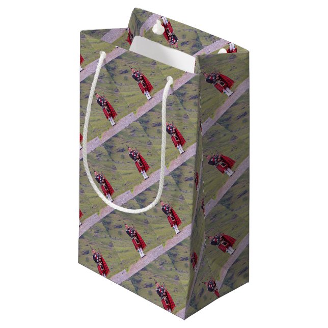 Lone Scottish bagpiper, Highlands, Scotland Small Gift Bag (Front Angled)