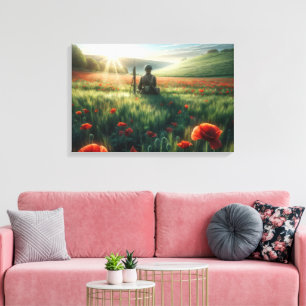 Lone Soldier In a Red Poppy Field Canvas Print