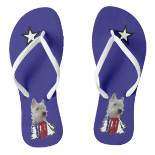 Lone Star - American Flag Westie Flip Flops