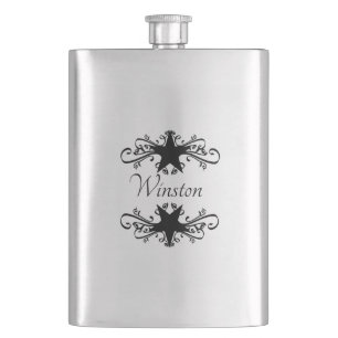 Lone Star Black Accents with Name or Monogram Flask
