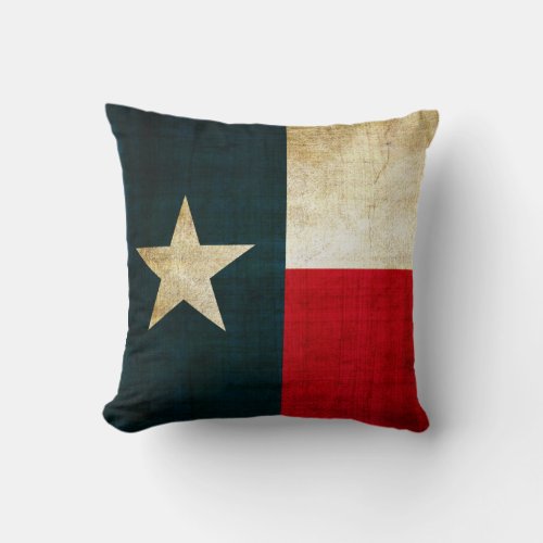 Lone Star Flag of Texas Grunge Rustic Patriotic Throw Pillow