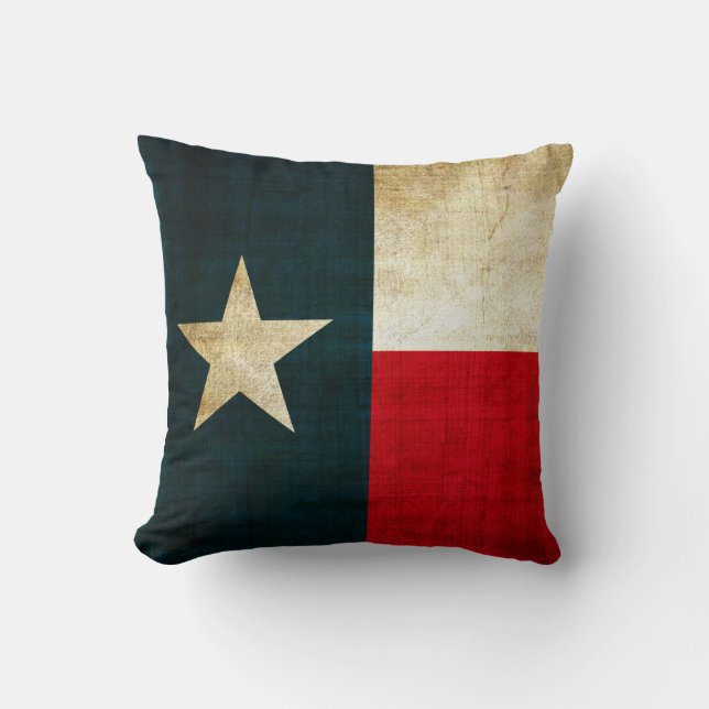 Lone Star Flag of Texas Grunge Rustic Patriotic Throw Pillow (Front)
