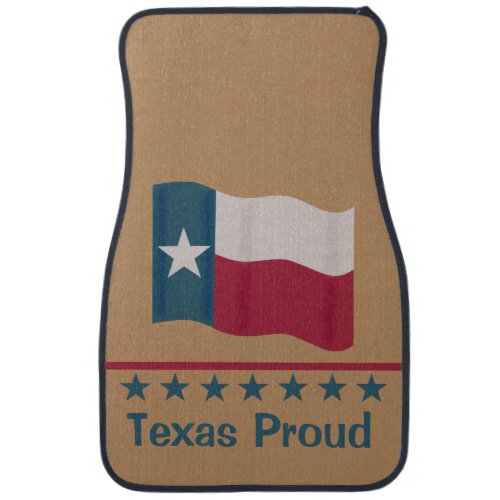 Lone Star Flag Texas Proud Personalize Tan Car Floor Mat