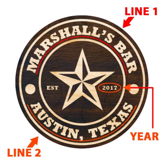 Lone Star Signature Series Wooden Bar Sign (Example)