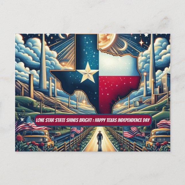 Lone Star State Shines Bright happy Texas day Postcard (Front)
