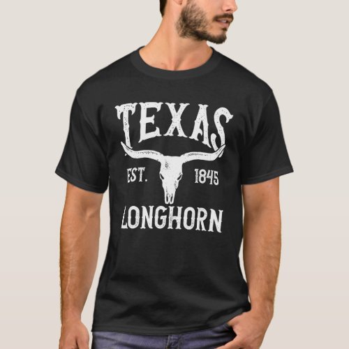 Lone Star State Texas Est 1845 Longhorn T Shirt