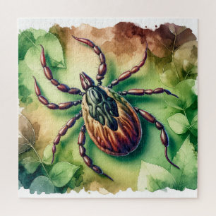 Lone Star Tick Painting REF86 - Watercolor Jigsaw Puzzle