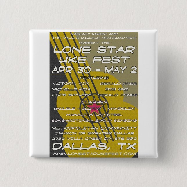 Lone Star Uke Fest Poster Art Button (Front)