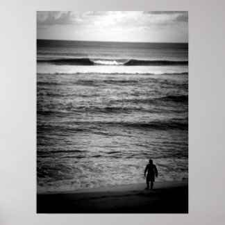 Lone Surfer B&W Poster