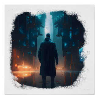 Lone Survivor in a Post-Apocalyptic City Poster