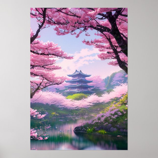Lone Temple, Spring Landscape Poster (Front)