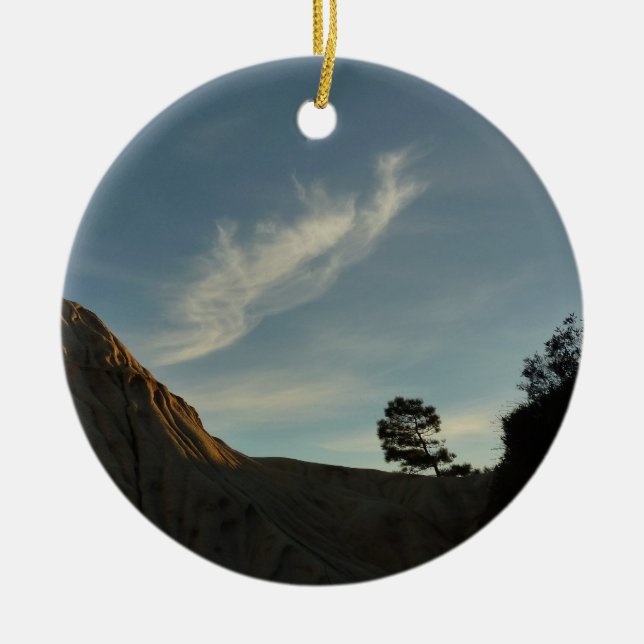 Lone Torrey Pine California Sunset Landscape Ceramic Ornament (Front)