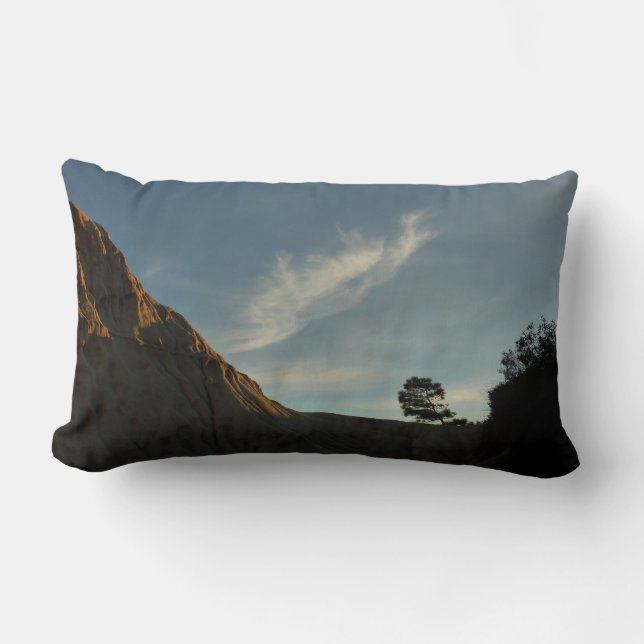 Lone Torrey Pine California Sunset Landscape Lumbar Pillow (Front)