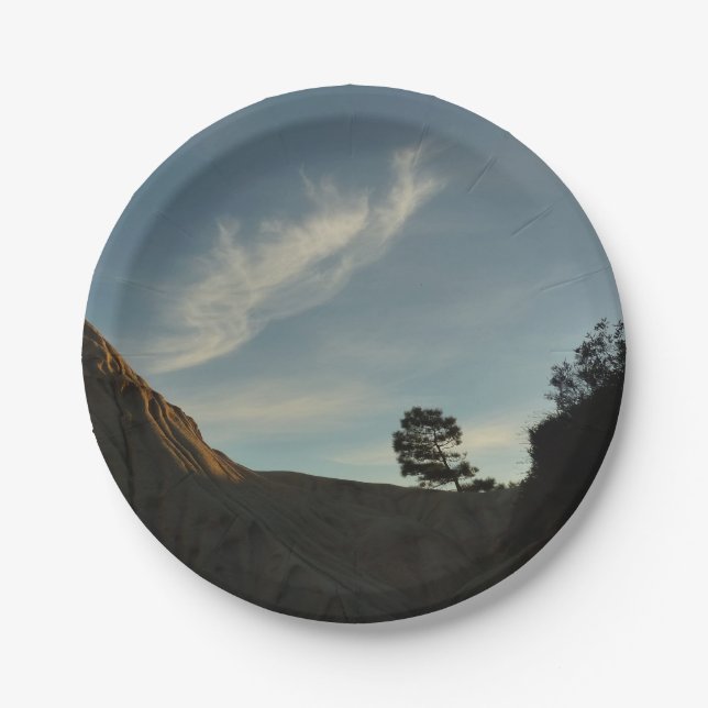 Lone Torrey Pine California Sunset Landscape Paper Plates (Front)
