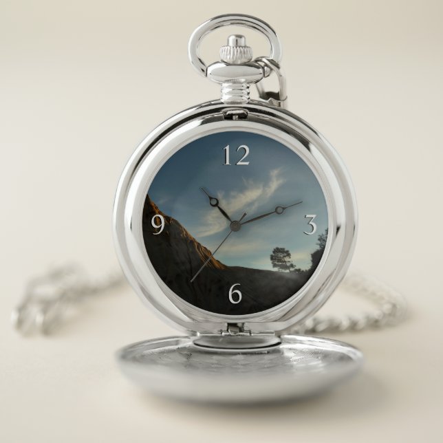Lone Torrey Pine California Sunset Landscape Pocket Watch (Inside)