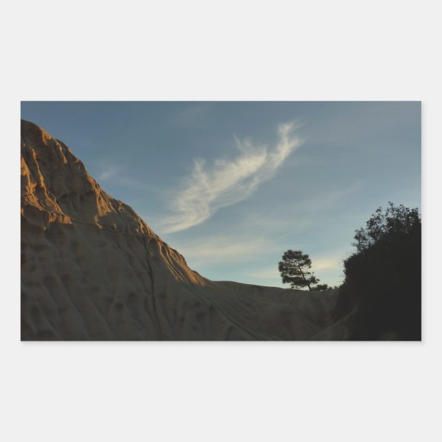 Lone Torrey Pine California Sunset Landscape Rectangular Sticker (Front)