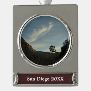 Lone Torrey Pine California Sunset Landscape Silver Plated Banner Ornament
