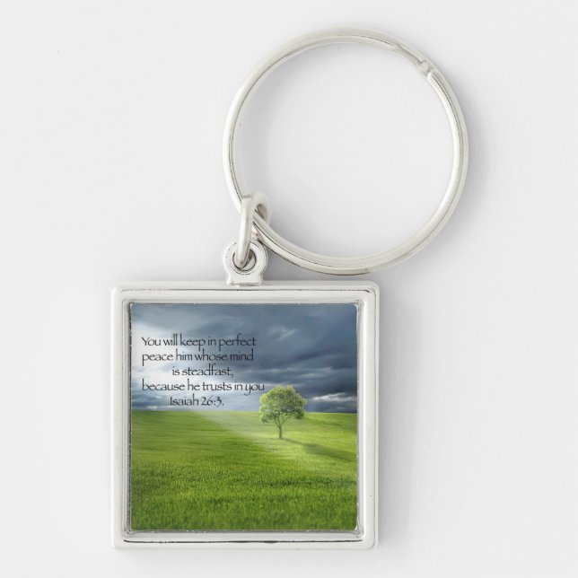 Lone Tree Bible Verse Isaiah 26:3 Keychain (Front)