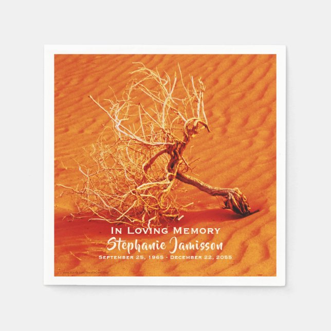 Lone Tree in Desert Sand Celebration of Life Paper Napkins (Front)