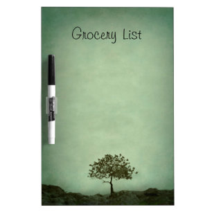 Lone Tree on Sea Green Grocery List Dry Erase Board