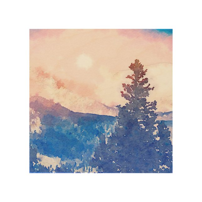 Lone Tree Watercolor Wood Wall Decor (Front)