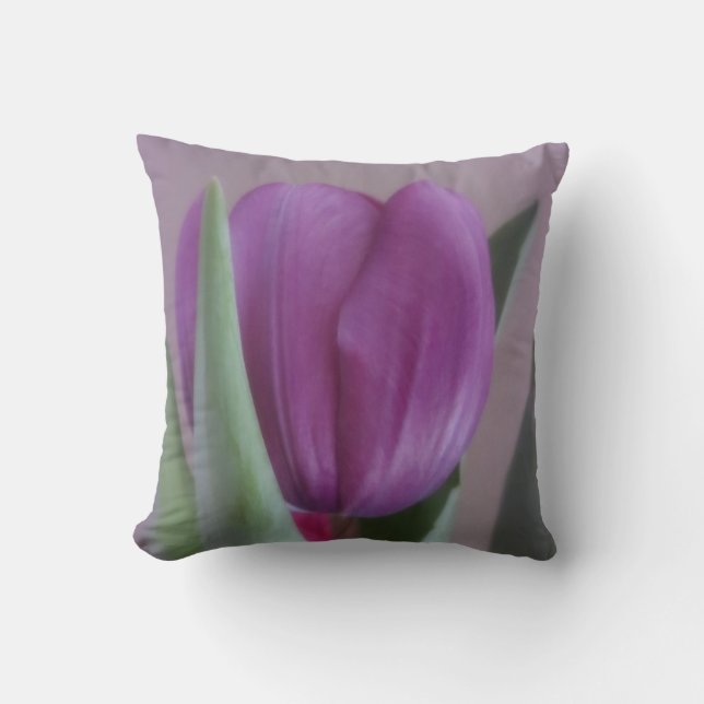 Lone Violet Tulip Throw Pillow (Front)