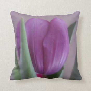 Lone Violet Tulip Throw Pillow by kkphoto1 at Zazzle