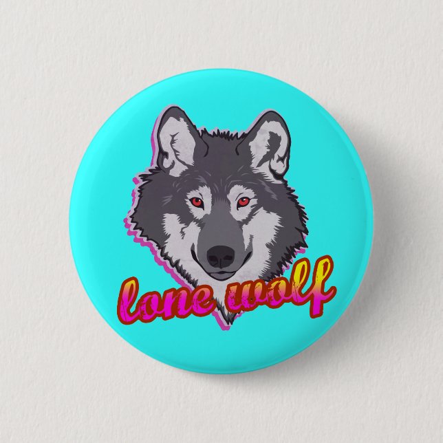Lone Wolf, 80's style! Button (Front)