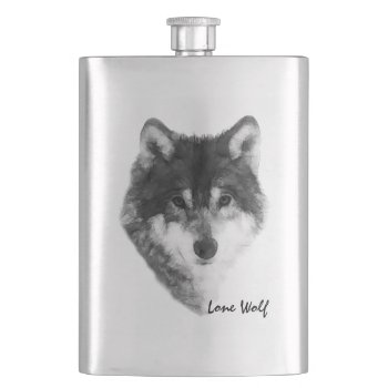 Lone Wolf Customizable Flask by DigitalSolutions2u at Zazzle