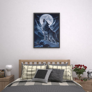 Lone Wolf Dominates Snowy Summit Poster