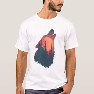 Lone Wolf Forest Sunset Graphic T-Shirt | Wilderne