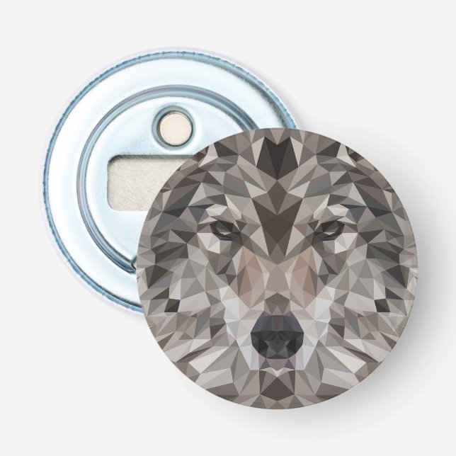 Lone Wolf Geometric Portrait Bottle Opener (Front)