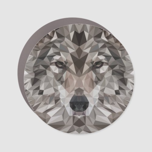 Lone Wolf Geometric Portrait Car Magnet