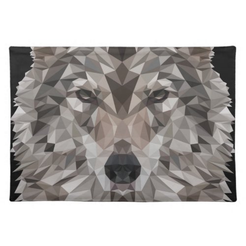 Lone Wolf Geometric Portrait Cloth Placemat