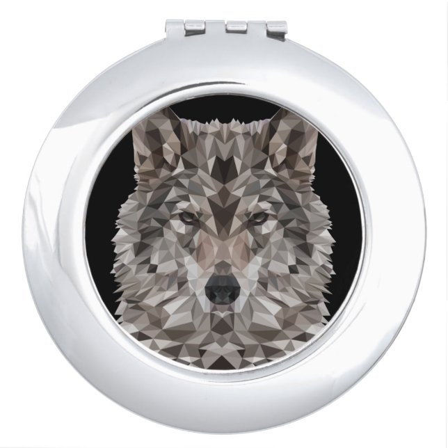 Lone Wolf Geometric Portrait Compact Mirror (Front)