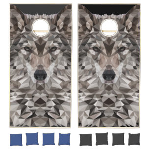 Lone Wolf Geometric Portrait Cornhole Set
