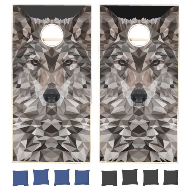Lone Wolf Geometric Portrait Cornhole Set (Set)