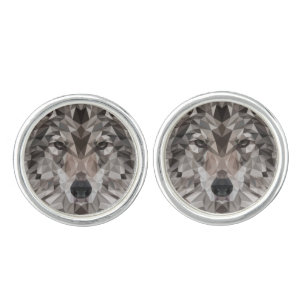 Lone Wolf Geometric Portrait Cufflinks