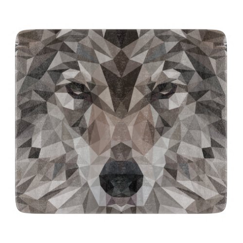 Lone Wolf Geometric Portrait Cutting Board