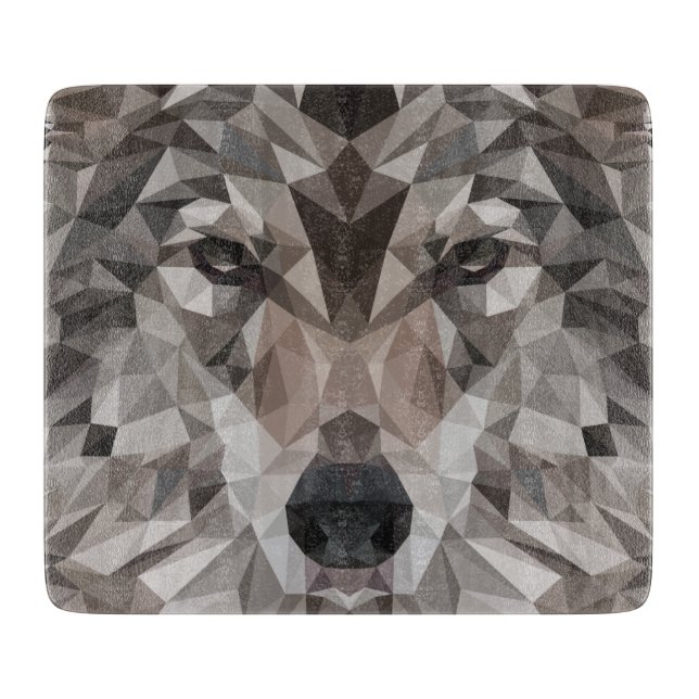 Lone Wolf Geometric Portrait Cutting Board (Front)
